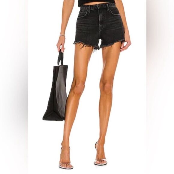 PAIGE Pants - Paige NWT Margot Raw Hem Denim Shorts in Noir size 26